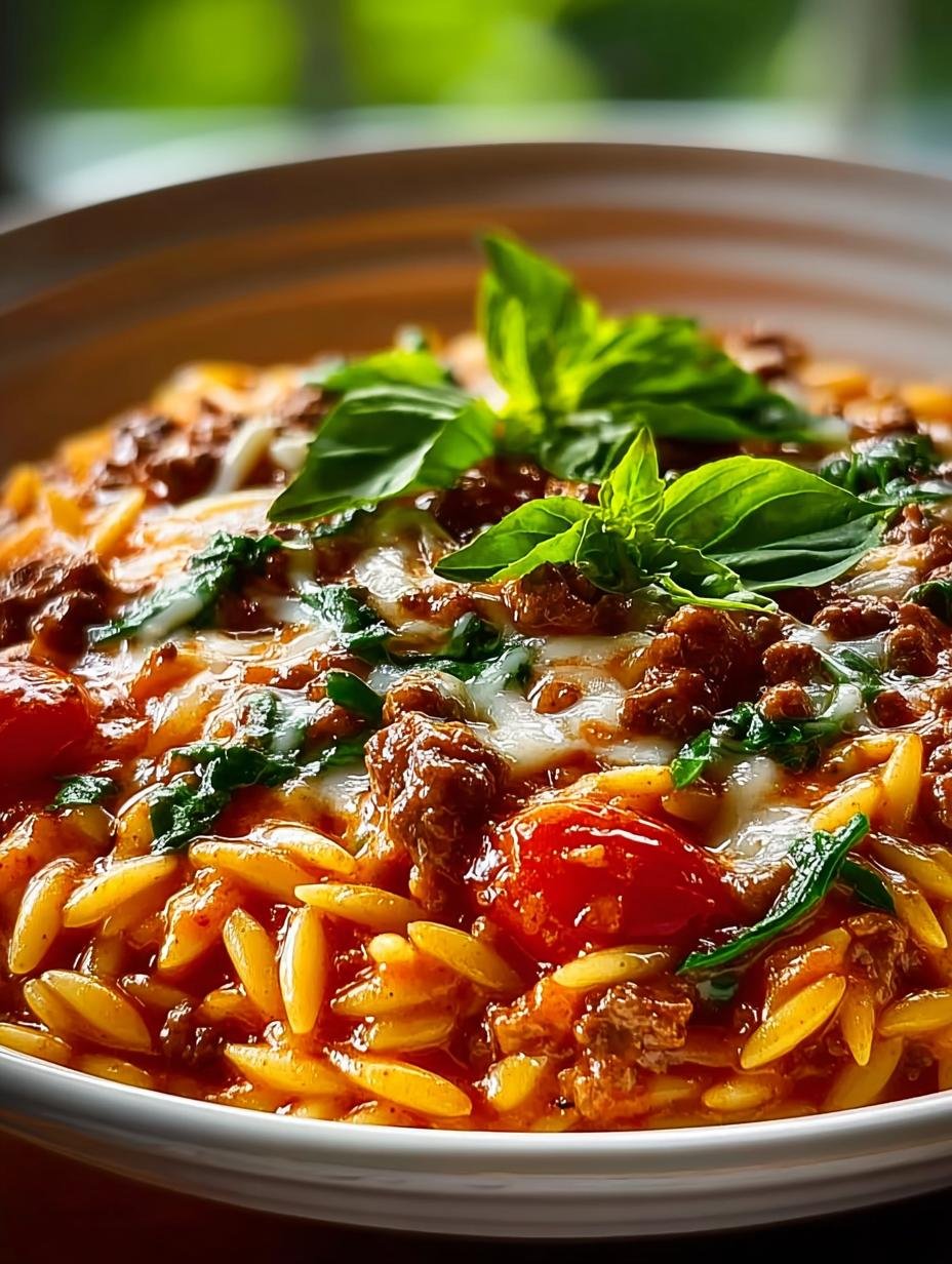 Ground Beef Orzo with