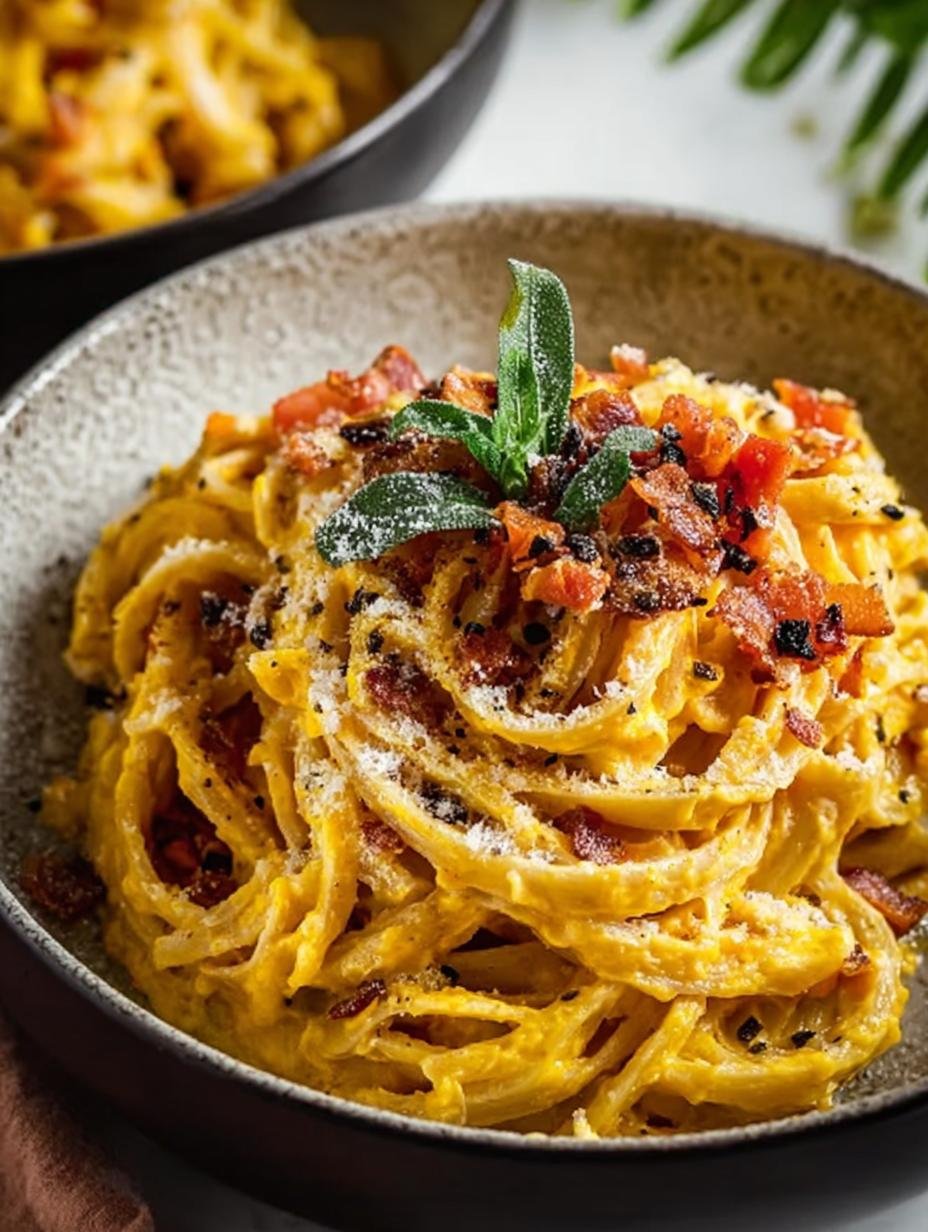 Pumpkin Pasta with Crispy Pancetta to Delight Your Taste Buds - Pumpkin Pasta with Crispy - main visual representation