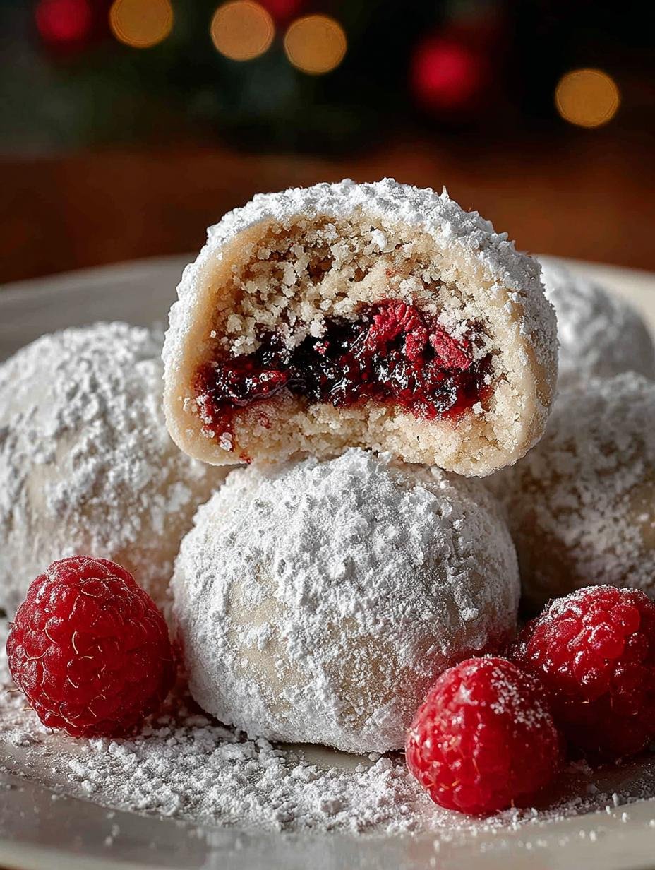 Raspberry Almond Snowball Cookies: 24 Festive Bites - Raspberry Almond Snowball Cookies - main visual representation