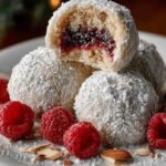 Raspberry Almond Snowball Cookies