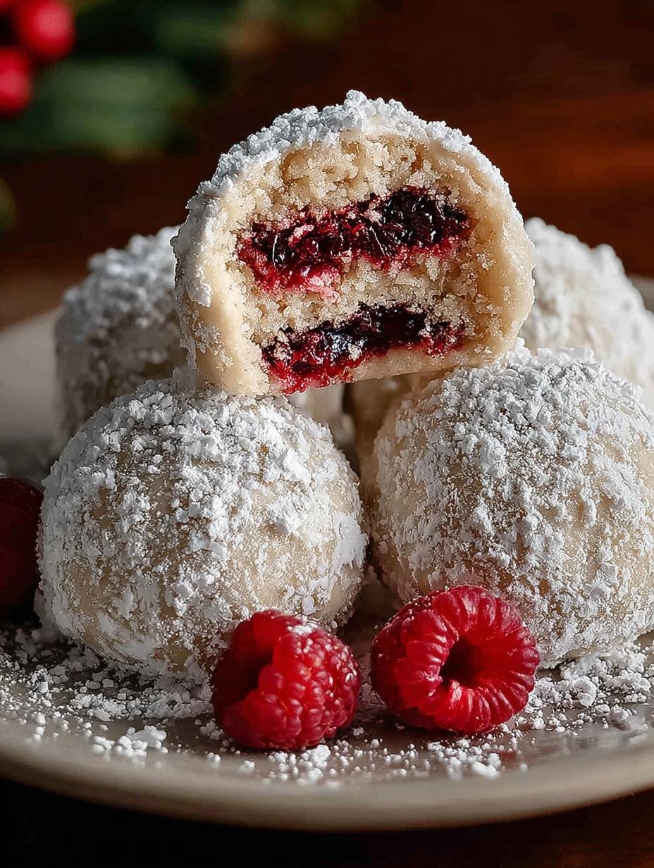 Raspberry Almond Snowball Cookies: 24 Festive Bites - Raspberry Almond Snowball Cookies - additional detail