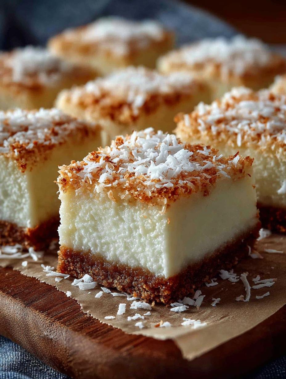 Skinny Coconut Cheesecake Bars: 16 Guilt-Free Slices - Skinny Coconut Cheesecake Bars - additional detail