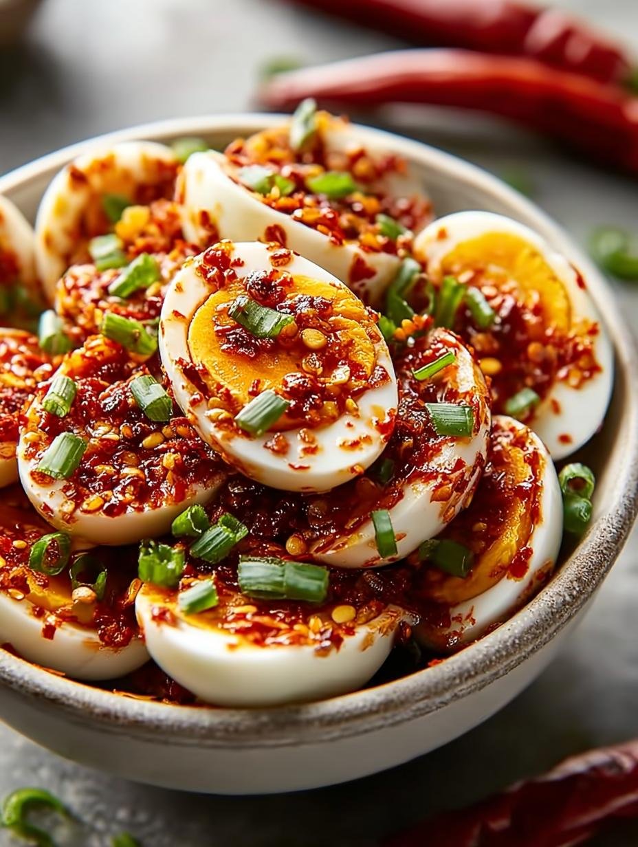 Bold Spicy Chili Garlic Deviled Eggs for Parties - Spicy Chili Garlic Deviled - additional detail