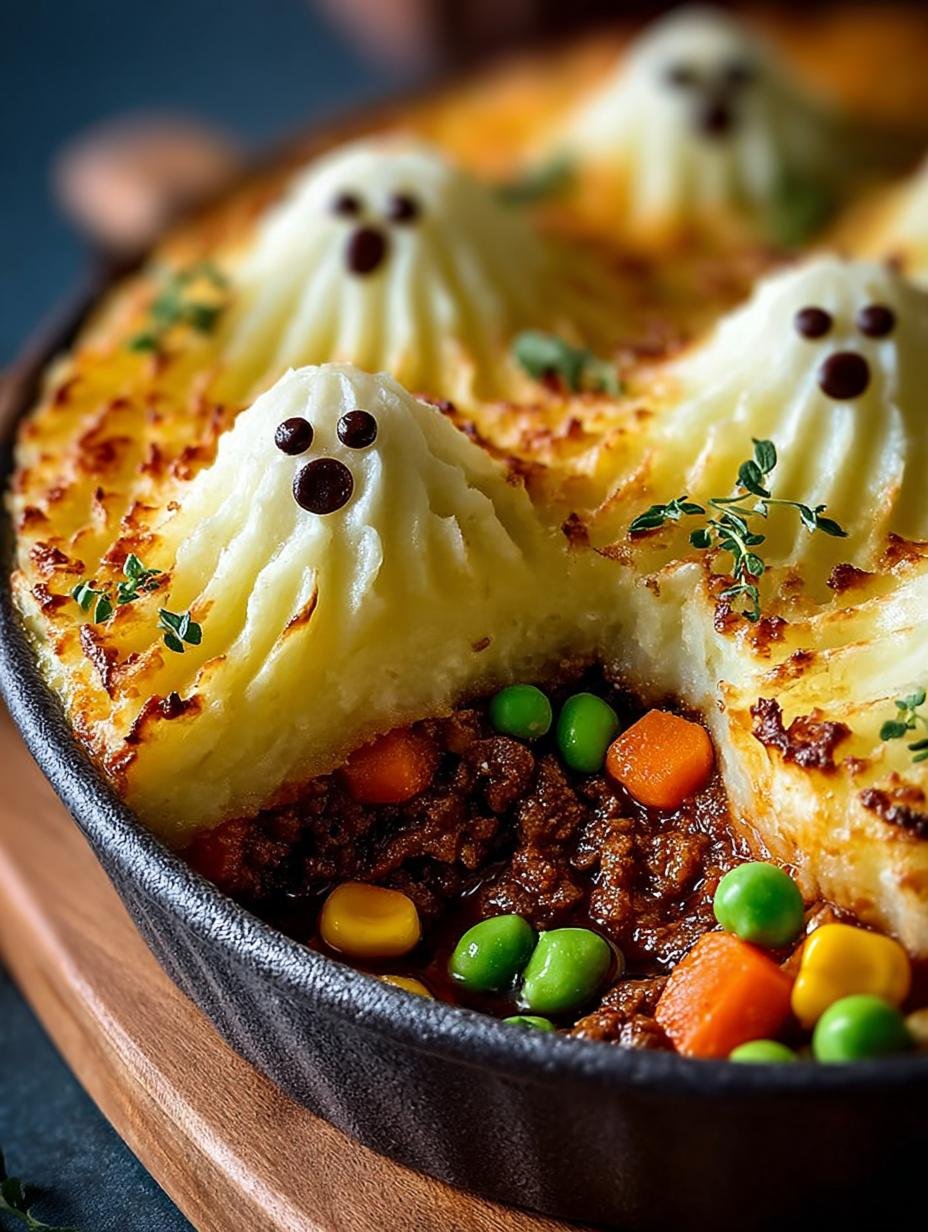 Delicious Spooky Ghost Shepherds Pie for Halloween Dinner - Spooky Ghost Shepherds Pie - additional detail