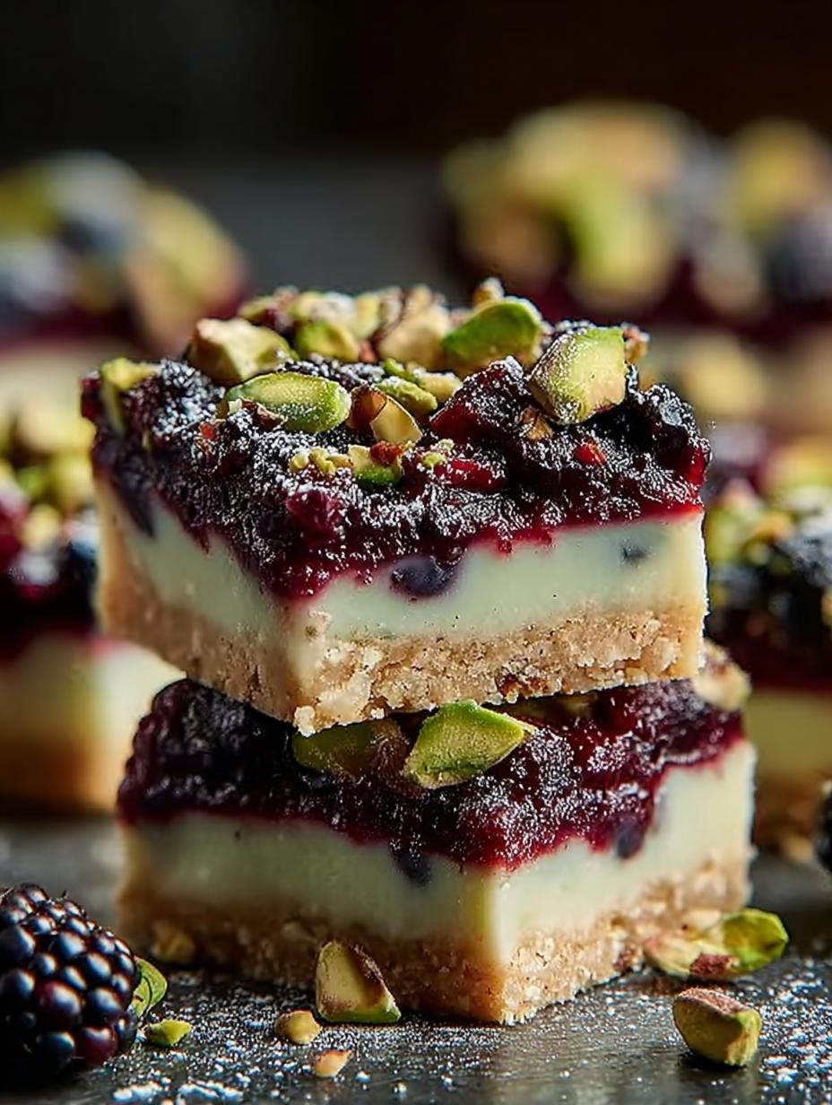 Easy Blackberry Pistachio Dream Bars You Must Try - Blackberry Pistachio Dream Bars - additional detail