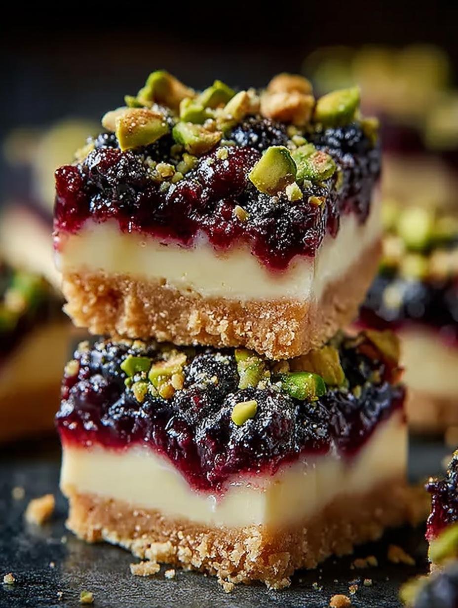 Blackberry Pistachio Dream Bars