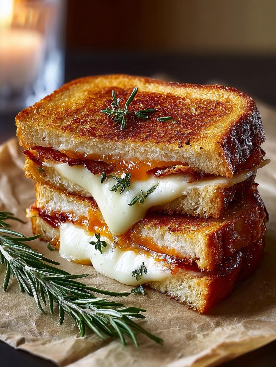 Irresistible Brie Grilled Cheese fresh from skillet on a plate