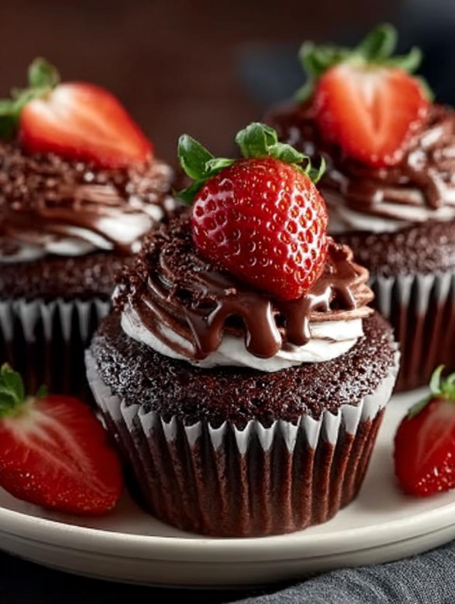 Chocolate Covered Strawberry Cupcakes
