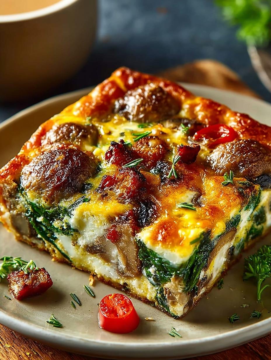 Hearty Sausage Spinach Mushroom Egg Bake for Cozy Mornings - Hearty Sausage Spinach Mushroom - main visual representation