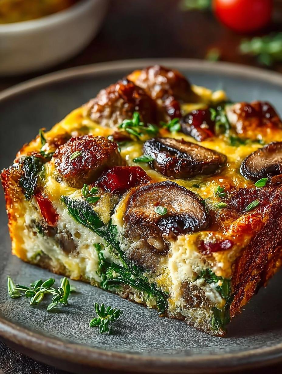 Hearty Sausage Spinach Mushroom Egg Bake for Cozy Mornings - Hearty Sausage Spinach Mushroom - additional detail