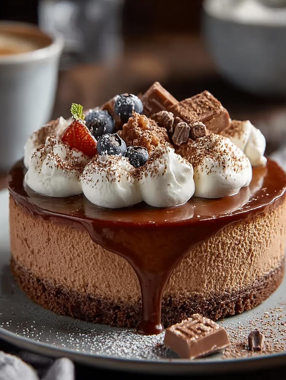 Indulge in Hot Cocoa Cheesecake with Marshmallow Cream - Hot Cocoa Cheesecake with - main visual representation