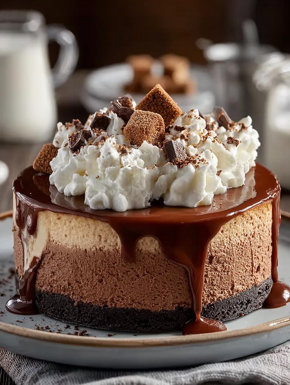 Indulge in Hot Cocoa Cheesecake with Marshmallow Cream - Hot Cocoa Cheesecake with - additional detail