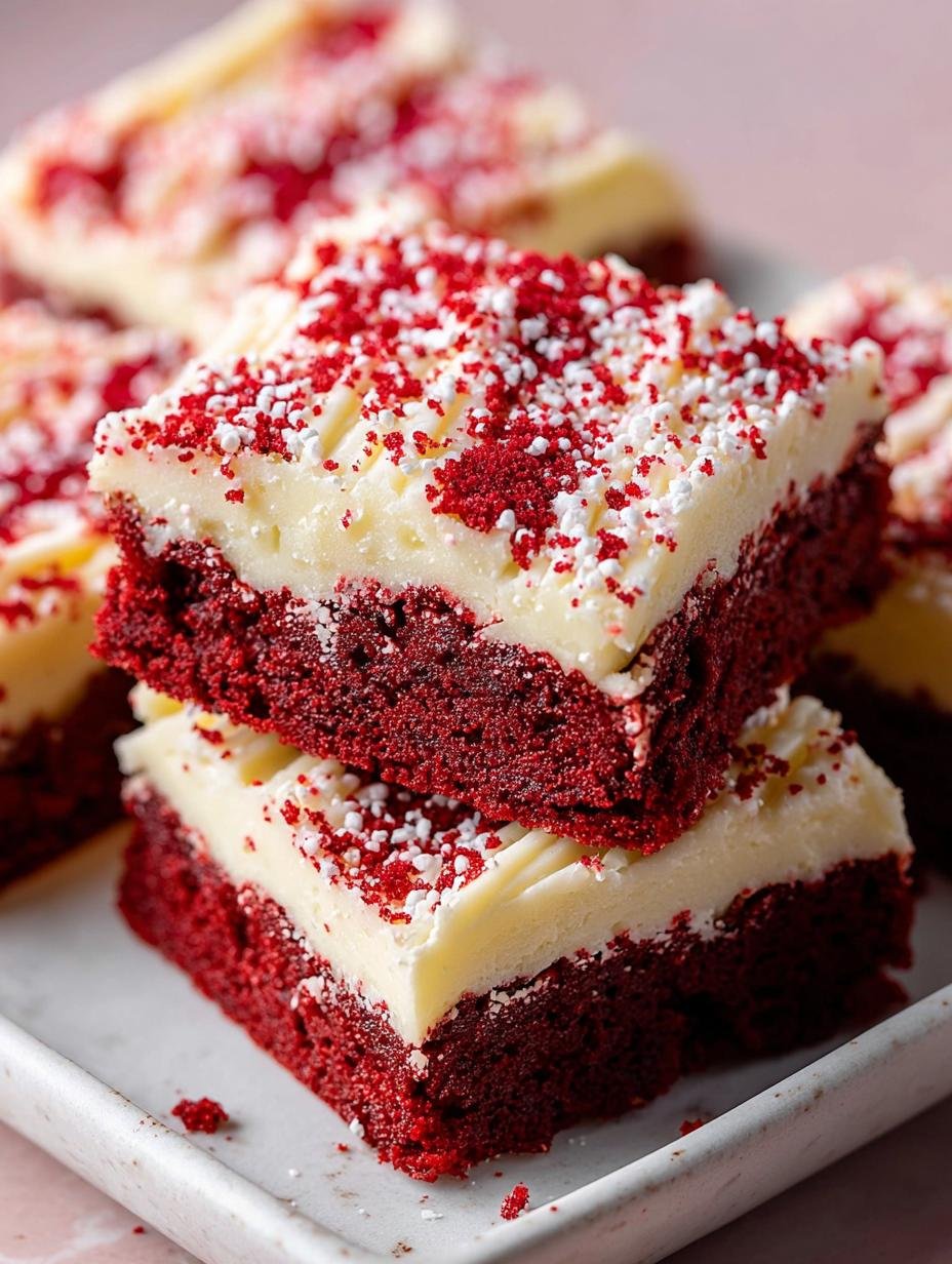 Indulgent Red Velvet Cookie Bars with Cream Cheese Frosting - Red Velvet Cookie Bars - main visual representation