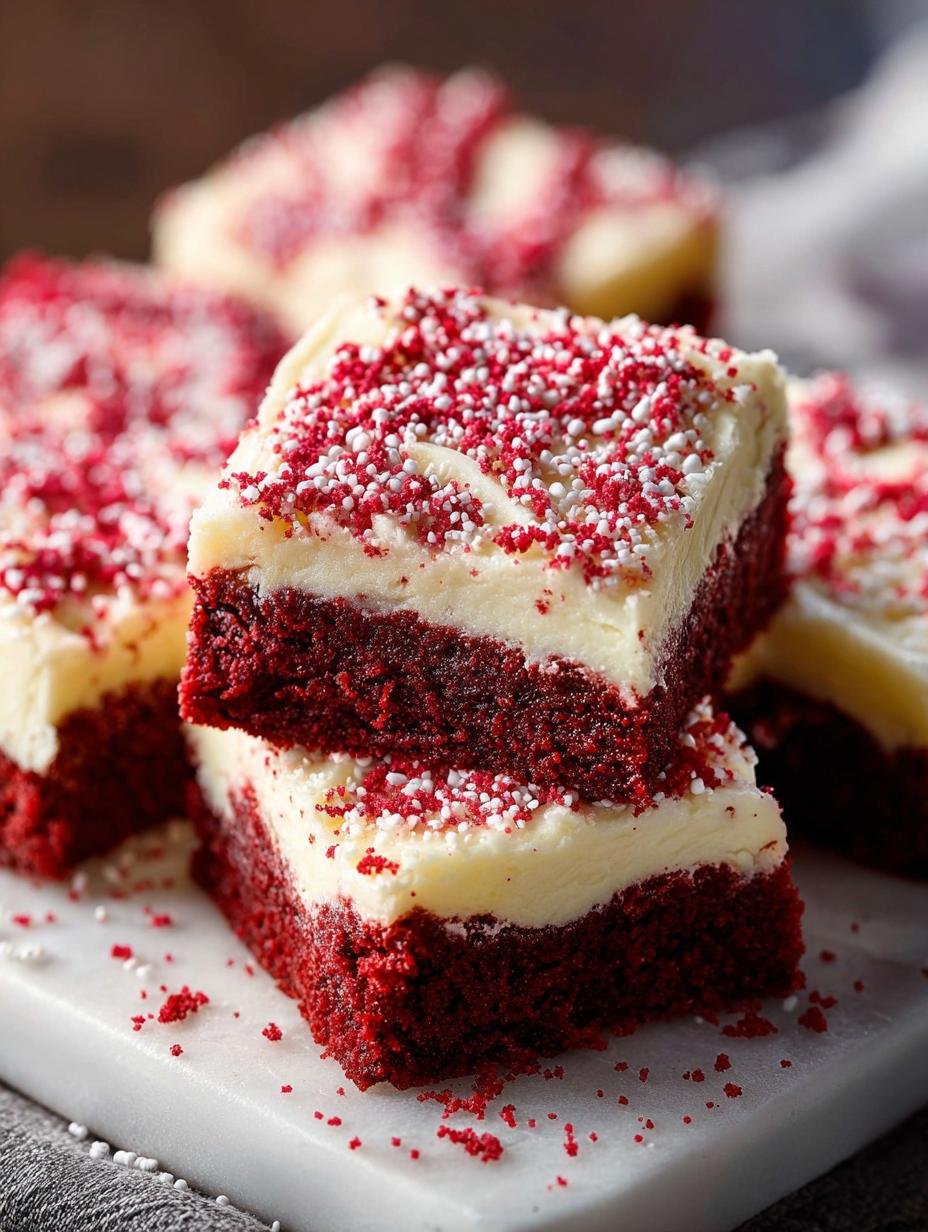 Indulgent Red Velvet Cookie Bars with Cream Cheese Frosting - Red Velvet Cookie Bars - additional detail