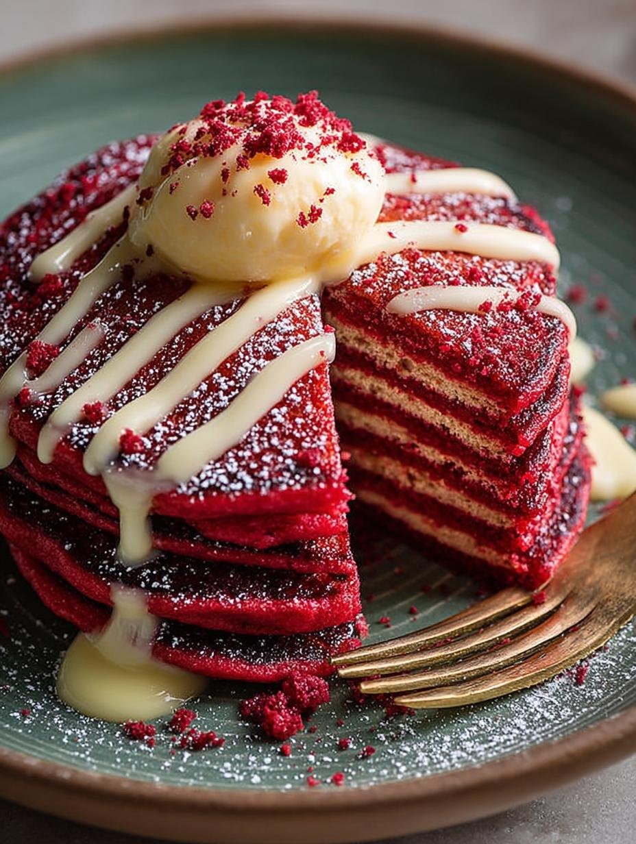 Red Velvet Pancakes For A Romantic Breakfast Delight - Red Velvet Pancakes For - main visual representation