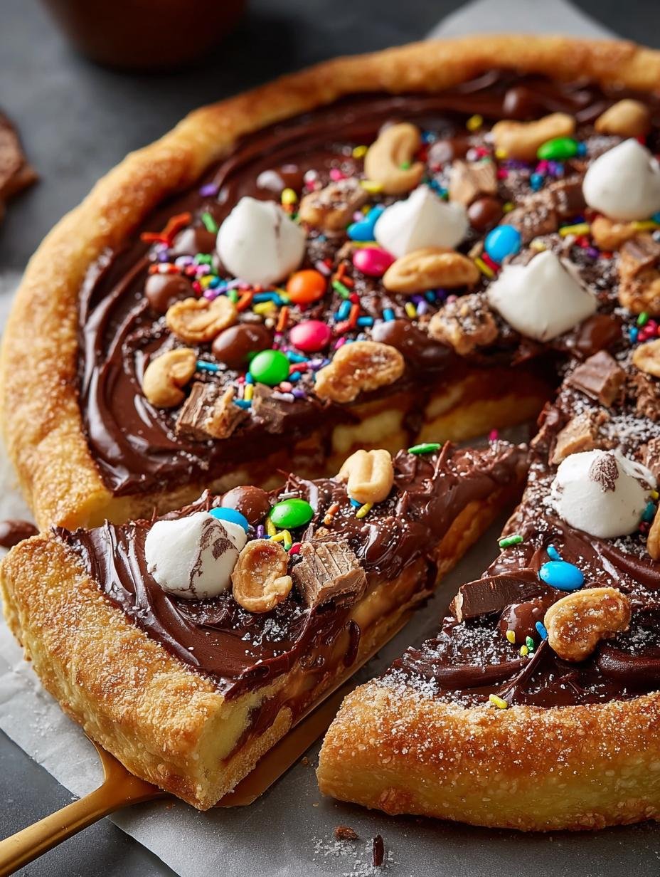 Chocolate Nutella Pizza with Marshmallows and Pretzels