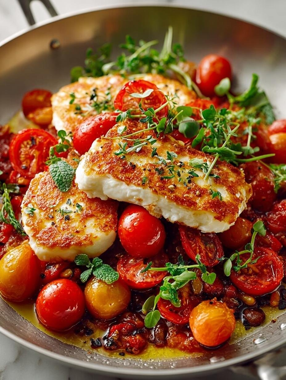 Crispy Halloumi with Tomatoes
