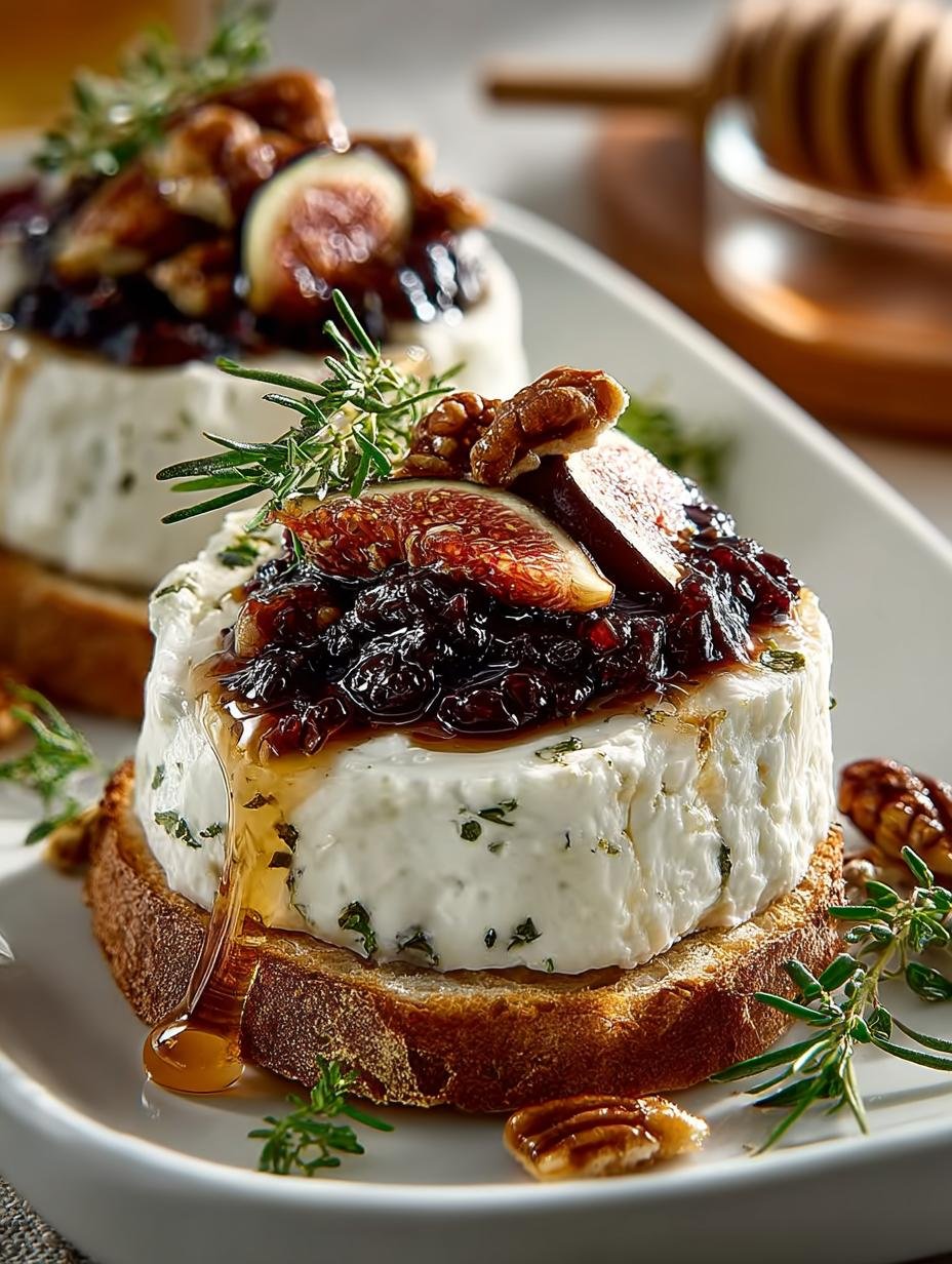 Delicious Goat Cheese Appetizer Fig with Jam and Pecans