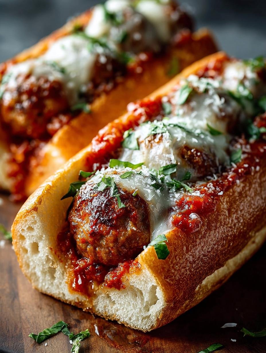 Delicious Meatball Subs ready to be served with fresh ingredients