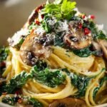 Mushroom Spinach Vegetarian Carbonara
