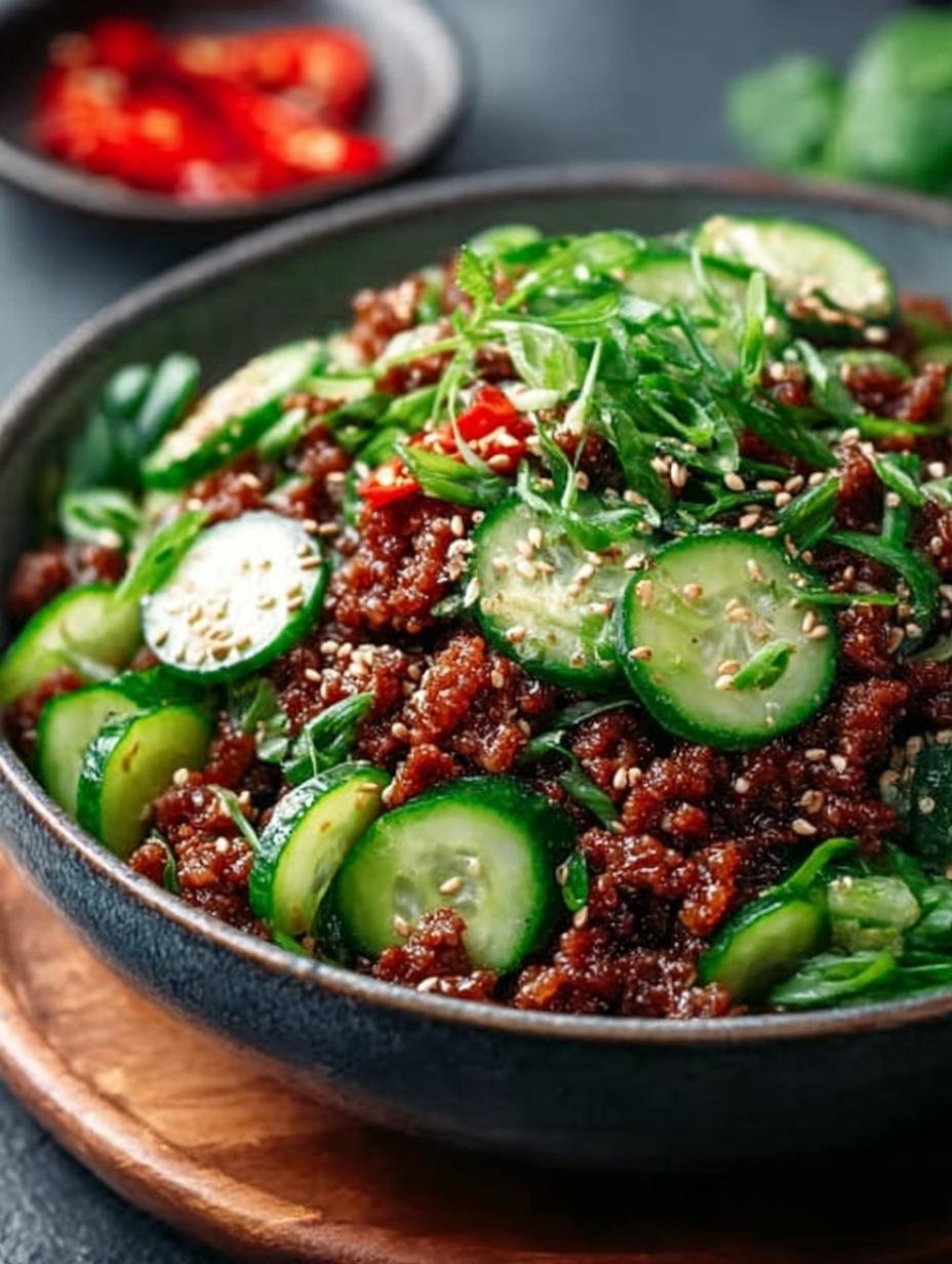 Spicy Keto Korean Ground Beef & Cucumber Salad Delight - Spicy Keto Korean Ground - additional detail