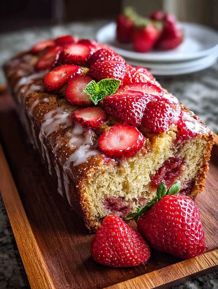 Moist Strawberry Banana Bread with Sweet Glaze - Strawberry Banana Bread - main visual representation