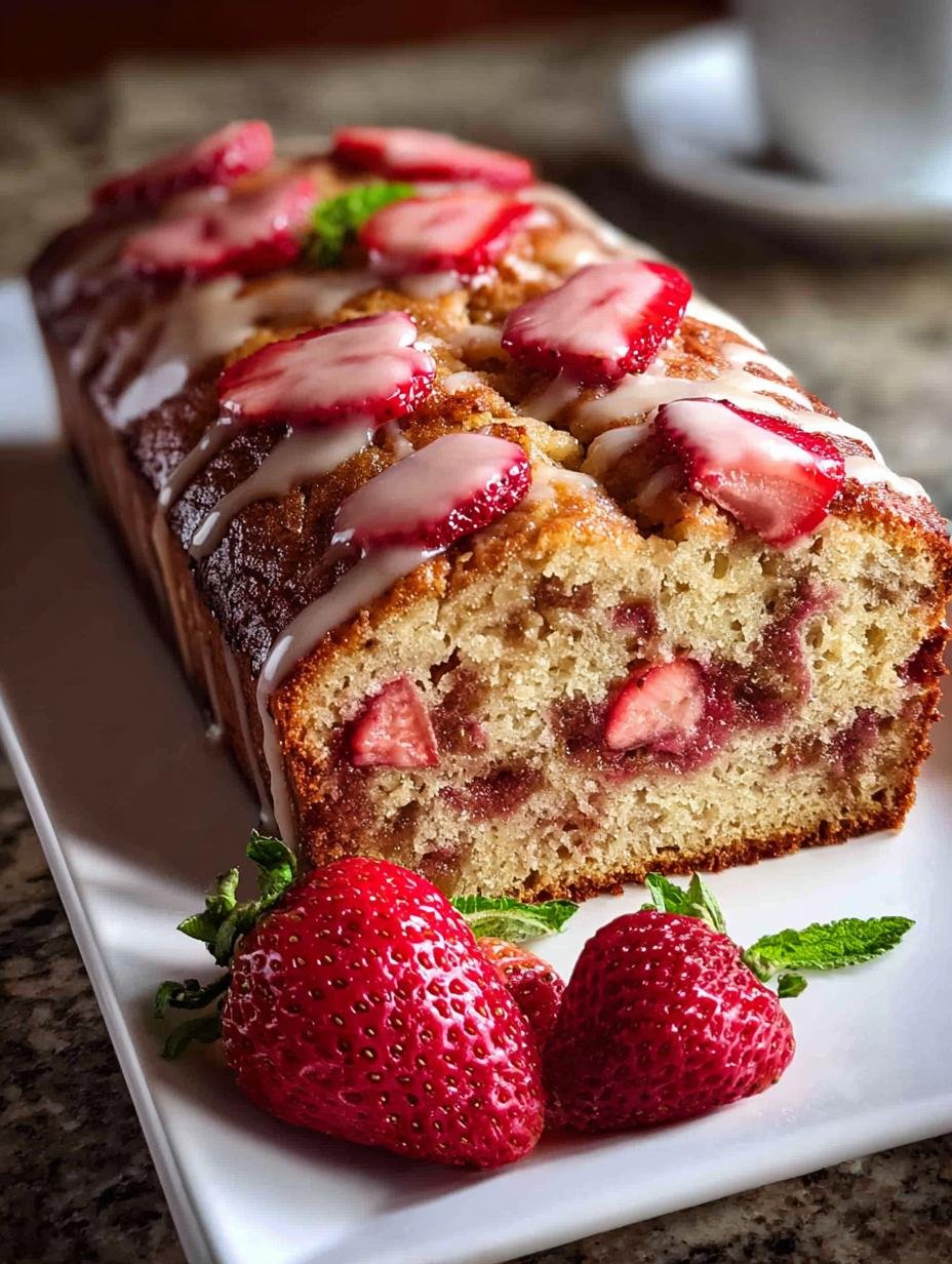Moist Strawberry Banana Bread with Sweet Glaze